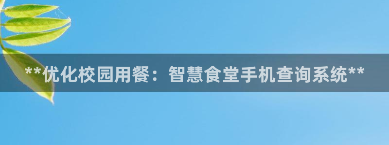 尊龙d88官网确来就送38：**优化校园用餐：智慧食堂手机查